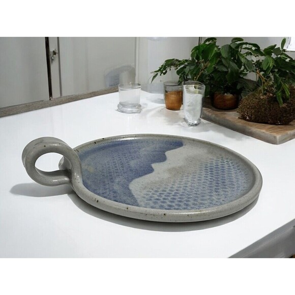 VTG Nichols Stoneware Pottery Candle Holder With Finger Hole Signed Boho Decor - Picture 6 of 9